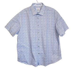 Calvin Klein Reg Fit Blue Floral Casual Short Sleeve Button Down Shirt X…